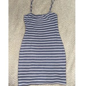Blue striped mini dress